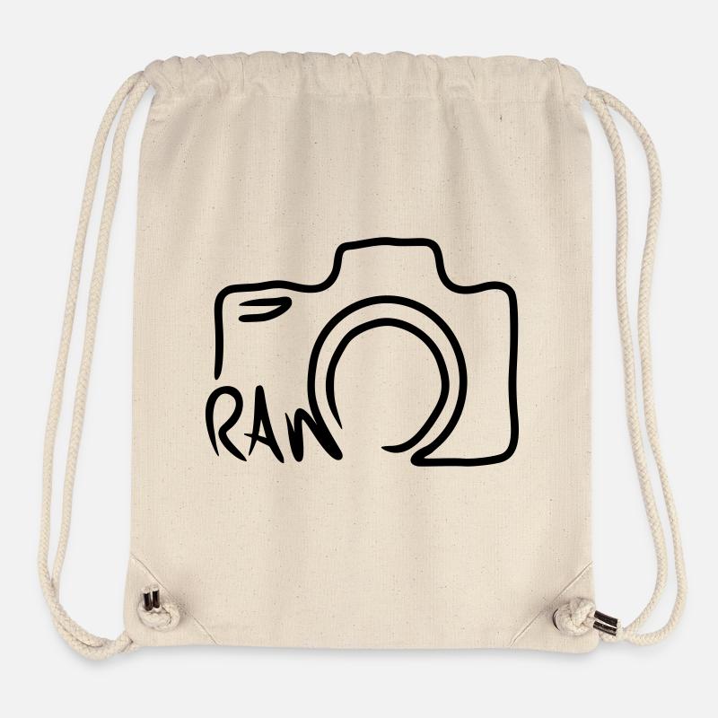 Camera Line Shape Line Drawing - Stanley/Stella Recycled Gym Bag - natural