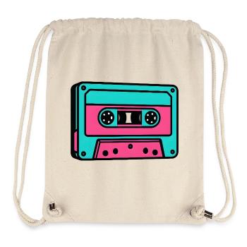 Cassette néon Popart 80s - Sac à cordon recyclé Stanley/Stella - blanc naturel - Devant