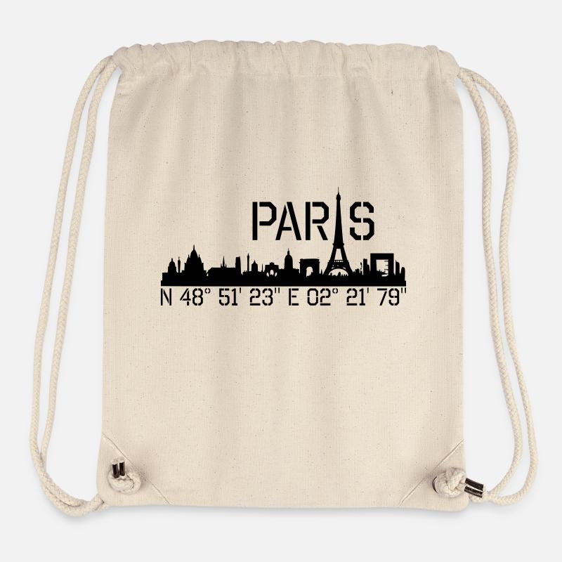 Paris coordonnées N 48 ° 51 '23' 'E 02 ° 21' 79 '' - Sac à cordon recyclé Stanley/Stella - blanc naturel