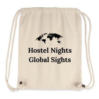 Hostel Nights, Global Sights – Backpacker Shirt - Stanley/Stella Recycled Gym Bag - natural - Front