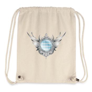 Écusson d’aile en argent avec motif en losange - Sac à cordon recyclé Stanley/Stella - blanc naturel - Devant