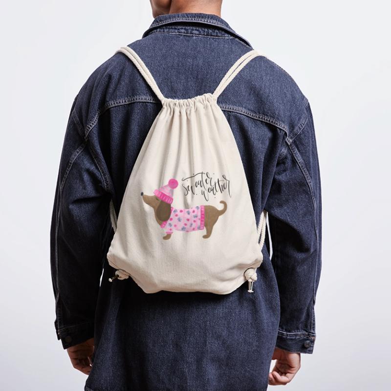 Teckel avec pull et chapeau Pull Météo rose Sac à cordon recyclé Stanley/Stella