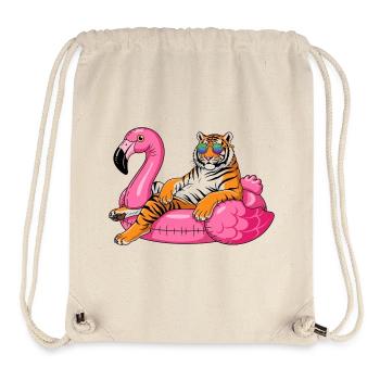 Cool Tiger auf Flamingo-Boje – Sommer-Rig-Design - Stanley/Stella recycelter Gym Bag - Naturweiß - Vorne