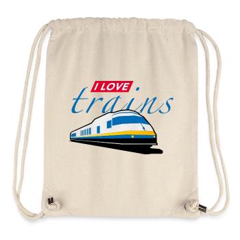 J’adore les trains | Chemin de fer - Sac à cordon recyclé Stanley/Stella - blanc naturel - Devant