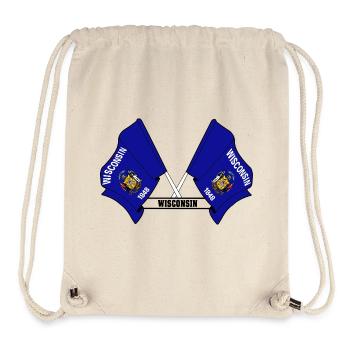 Two flags text WISCONSIN - Stanley/Stella Recycled Gym Bag - natural - Front