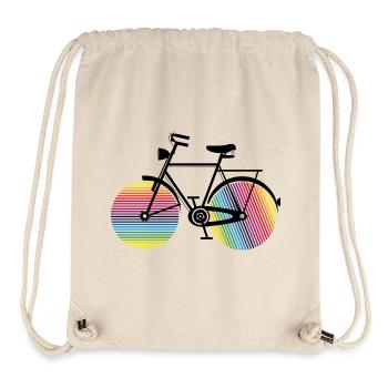 Vélo arc-en-ciel – élégant et coloré - Sac à cordon recyclé Stanley/Stella - blanc naturel - Devant