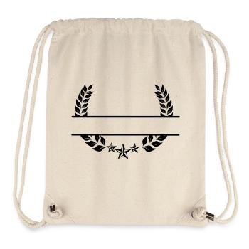 Couronne de laurier monogramme trois étoiles - Sac à cordon recyclé Stanley/Stella - blanc naturel - Devant
