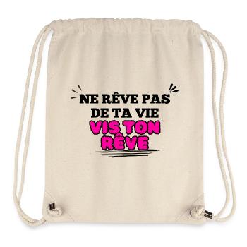 Message Inspirant Visuel florale rose - Sac à cordon recyclé Stanley/Stella - blanc naturel - Devant
