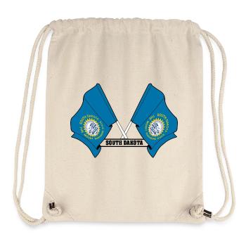 Deux drapeaux texte DAKOTA du Sud - Sac à cordon recyclé Stanley/Stella - blanc naturel - Devant