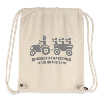 JGA Crew Team Bräutigam On Tour Mit Trecker + Bier - Stanley/Stella recycelter Gym Bag - Naturweiß - Vorne