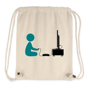 Ein Junge spielt mit seiner Spiele-Konsole - Stanley/Stella recycelter Gym Bag - Naturweiß - Vorne