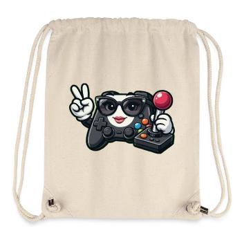 Kawaii Game Controller Peace Sign - Stanley/Stella Recycled Gym Bag - natural - Front