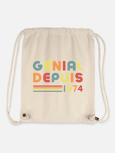 Génial Depuis 1974 - Sac à cordon recyclé Stanley/Stella - blanc naturel