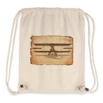 Illustration d’avion vintage sur papier brouillon - Sac à cordon recyclé Stanley/Stella - blanc naturel - Devant