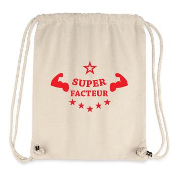 Super facteur bras musclés force humour - Sac à cordon recyclé Stanley/Stella - blanc naturel - Devant
