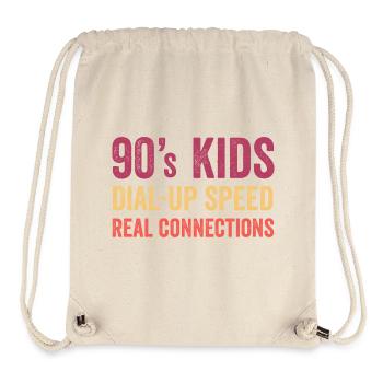 Kids des années 90 - Vitesse de commutation téléphonique. Connexions réelles - Sac à cordon recyclé Stanley/Stella - blanc naturel - Devant