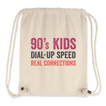 Kids des années 90 - Vitesse de commutation téléphonique. Connexions réelles - Sac à cordon recyclé Stanley/Stella - blanc naturel - Devant
