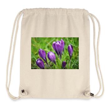 Grappe de crocus violet dans le jardin de printemps - Sac à cordon recyclé Stanley/Stella - blanc naturel - Devant