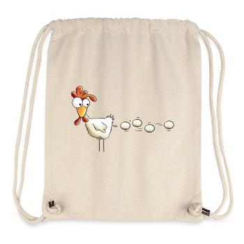 Poule pond un oeuf dessin animé - Sac à cordon recyclé Stanley/Stella - blanc naturel - Devant