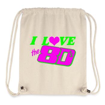 Fête des années 80 Rétro des années 80 Kult , j’adore les années 80 (25) - Sac à cordon recyclé Stanley/Stella - blanc naturel - Devant