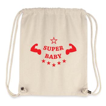 Super bébé - Cadeau de naissance - Sac à cordon recyclé Stanley/Stella - blanc naturel - Devant