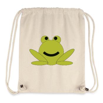 Dessin animé de grenouille joyeuse - Sac à cordon recyclé Stanley/Stella - blanc naturel - Devant