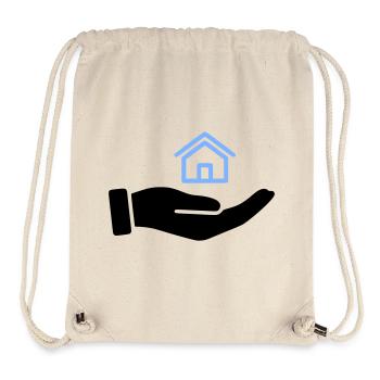 Hand hält Haus Immobilie - Stanley/Stella recycelter Gym Bag - Naturweiß - Vorne