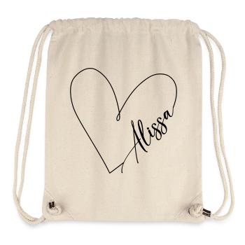Alissa Name Heart Line - Stanley/Stella Recycled Gym Bag - natural - Front