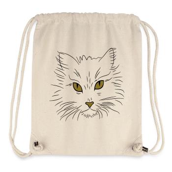 Tête de chat aux yeux perçants - Sac à cordon recyclé Stanley/Stella - blanc naturel - Devant