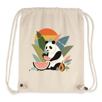 Panda avec des plantes et des fruits exotiques - Sac à cordon recyclé Stanley/Stella - blanc naturel - Devant