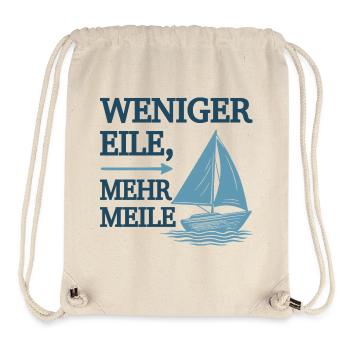 Weniger Eile, mehr Meile Segelmotiv - Stanley/Stella recycelter Gym Bag - Naturweiß - Vorne