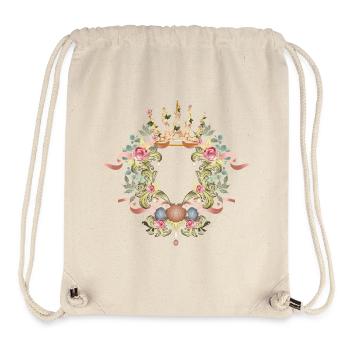 Cadre baroque avec couronne, roses et ornement coquillage - Sac à cordon recyclé Stanley/Stella - blanc naturel - Devant