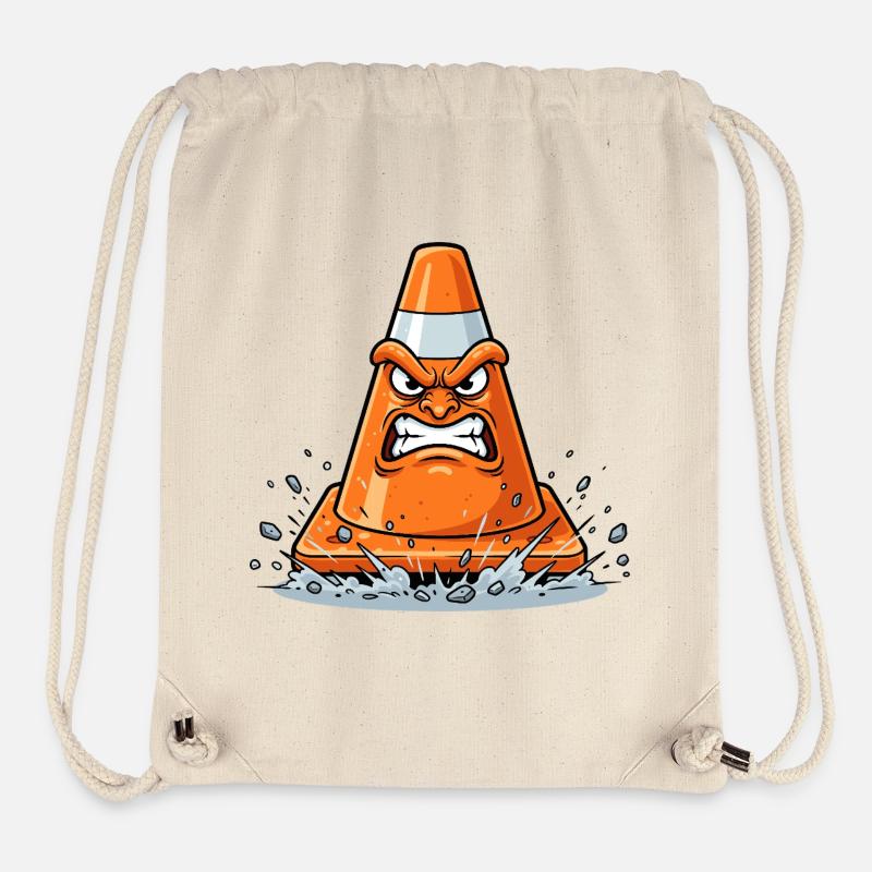Cône en colère dans le style dessin animé - Sac à cordon recyclé Stanley/Stella - blanc naturel