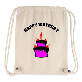 Pink Cake with Cherries and Candle - Stanley/Stella Recycled Gym Bag - natural - Front