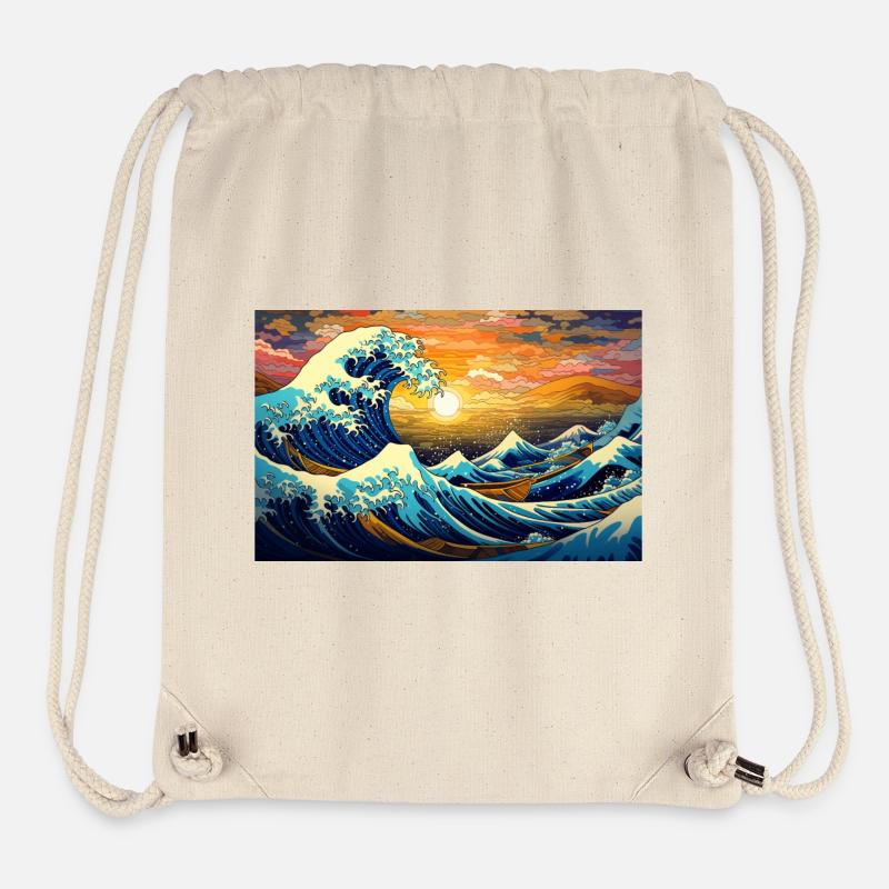 La grande vague au large de Kanegawa - Sac à cordon recyclé Stanley/Stella - blanc naturel