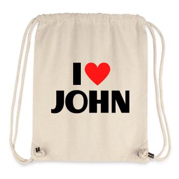 I love John Rotes Herz Liebe Fan Geschenk - Stanley/Stella recycelter Gym Bag - Naturweiß - Vorne