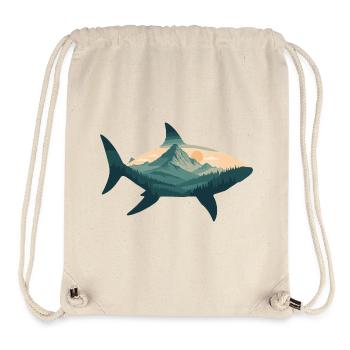 Montagne, requin, poisson, paysage, silhouette, soleil, nature - Sac à cordon recyclé Stanley/Stella - blanc naturel - Devant