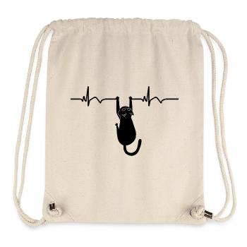 Cat ECG Heart Rate Heartbeat - Stanley/Stella Recycled Gym Bag - natural - Front