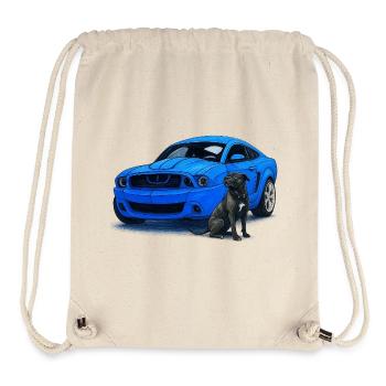 Blauer Musclecar Hundepartner - Stanley/Stella recycelter Gym Bag - Naturweiß - Vorne