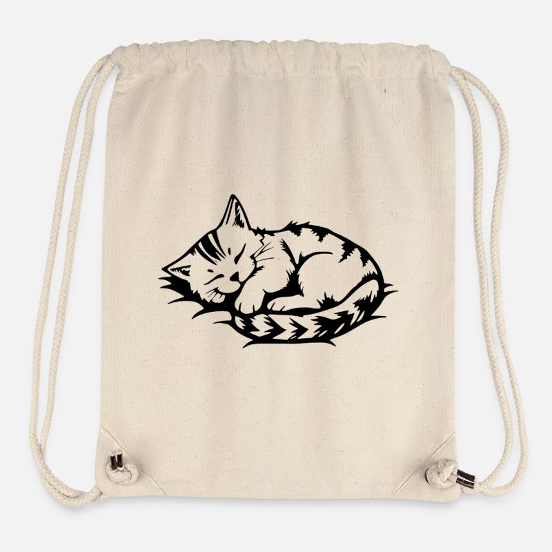 Chat noir endormi - Sac à cordon recyclé Stanley/Stella - blanc naturel