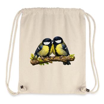 Grand couple sur la branche - Sac à cordon recyclé Stanley/Stella - blanc naturel - Devant
