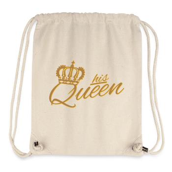 HIS QUEEN ♚ Inscription & Ombres (toutes les couleurs) - Sac à cordon recyclé Stanley/Stella - blanc naturel - Devant