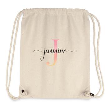 J | Monogram | Name | Jasmine |Watercolor - Stanley/Stella Recycled Gym Bag - natural - Front