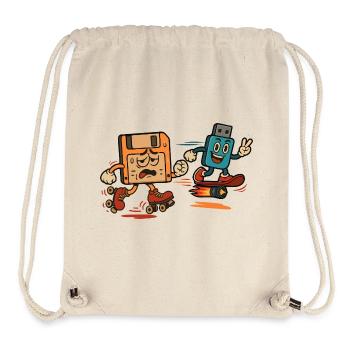 Blague sarcastique des années 80 : disquette ou clé USB - Sac à cordon recyclé Stanley/Stella - blanc naturel - Devant