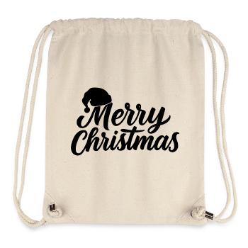 Handlettering Merry Christmas mit Mütze - Stanley/Stella recycelter Gym Bag - Naturweiß - Vorne