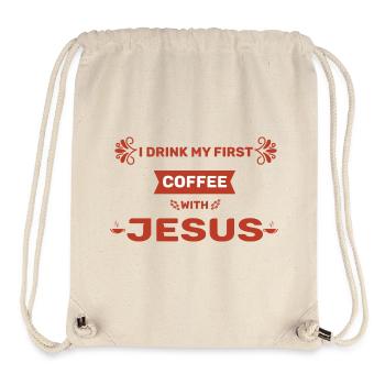Coffee Drinker with Faith Saying - Stanley/Stella Recycled Gym Bag - natural - Front