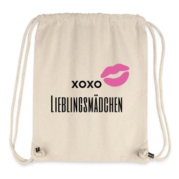 Kiss Me – Conception de lèvres romantiques xoxo - Sac à cordon recyclé Stanley/Stella - blanc naturel - Devant