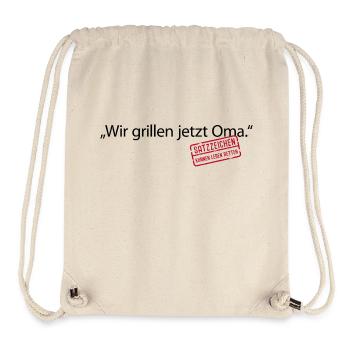 Wir grillen jetzt Oma Satzzeichen Komma Leben Omi - Stanley/Stella recycelter Gym Bag - Naturweiß - Vorne