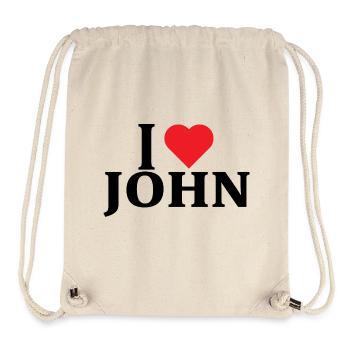 Name T-Shirt I love John T-Shirt Geschenkidee - Stanley/Stella recycelter Gym Bag - Naturweiß - Vorne