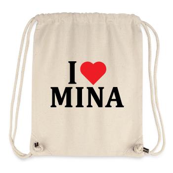T-Shirt Name I love Mina T-Shirt Geschenkidee - Stanley/Stella recycelter Gym Bag - Naturweiß - Vorne